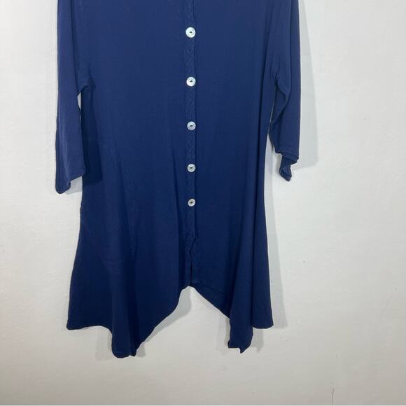Oh My Gauze! Pico Cotton Royal Blue Button Down Jacket Top Size Small Medium - Picture 7 of 14